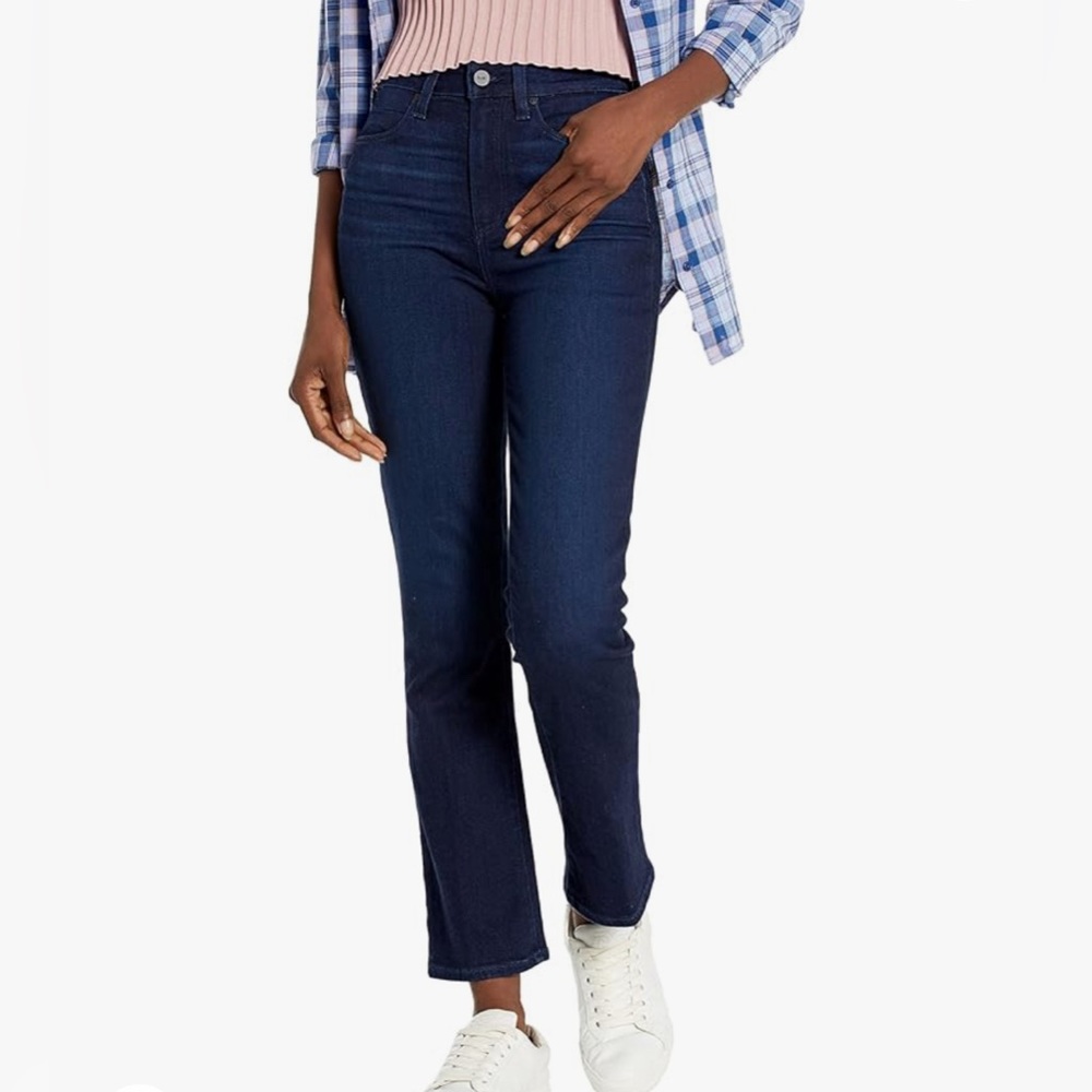 PAIGE Women's Flaunt Femme Linear Coin Pocket High Rise Cropped Jean